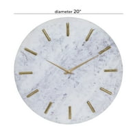 Космополитен 20 бял мраморен стенен часовник със златни акценти