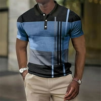 Поло ризи за мъже Цветен блок печат летни ризи с къс ръкав ежедневни тънки-годни бързо сухи спортни тениски блузи