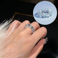 Жени звъни лъскав декор за кристал от висок клас луксозен неръждаема сплав Лека булка сватбен пръстен пръстен на абитуриентския абитуриент кокал кокал женски биж?