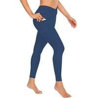 Клин с джобове за жени извън фитнес тренировка панталони синьо М