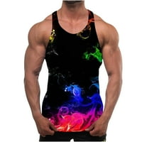 Cotonie Men's Tank Топс фитнес тренировка тениска y-гръб без ръкави мускулни върхове 3d печат фитнес бодибилдинг ризи черни xl