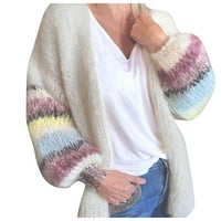 NJSHNMN Леки пуловер с лек пуловер отворен предни плета рамене пуловерново палто, бяло, s