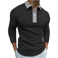 Мъжки върхове Дълги ръкави Мъжки ризи свалете яката цип нагоре пуловер върхове ежедневно тънко прилепване на тениска с дълъг ръкав в черна черна