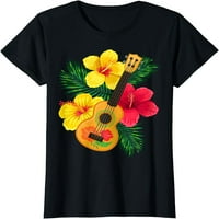 Хавайска тениска на хибискус на укулеле с укулеле