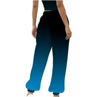Jyeity Mini Fashion, градиентни суитчъри Разхлабени панталони с джобове с високи панталони от талията маслини зелени панталони за жени сини размер xl