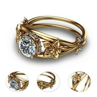 Гранд бреза жени пръстен Цветен двоен слой бижута пенлив външен вид пръст пръстен за сватба сплав злато
