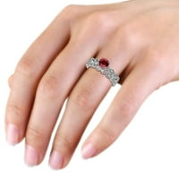 Пръстен и венчална халка с форма на Рубин и диамант 1. 14к Бяло Злато.Размер 8.5