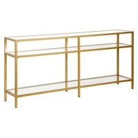 Evelyn & Zoe Industrial Metal Console Table, Gold Clear