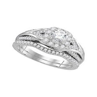 Diamond Princess 10kt бяло злато кръгло диамантен клъстер булчински сватбен пръстен лента комплект cttw
