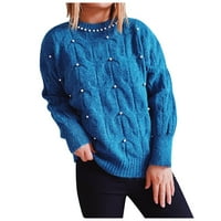 Дамски пуловери Модерни годни яке пуловер Ваканционен екипаж пулове за врата за тийнейджърки зелени s