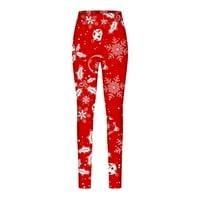 Absuyy тренировъчни гамаши за жени разтягат тънък год пазят топло зимно есен подаръци Коледни отпечатани панталони за йога червен размер s