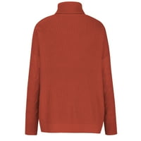Guzom дамски плетен есен и зимна костенурка пуловери червени размери s