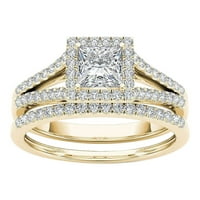 Дамски пръстени 2-в-комплект подвижен блестящ диамантен пръстен комплект годежни годежни пръстени инкрустиран пръстен циркон