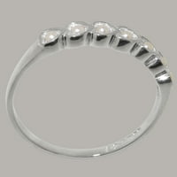 Британски направени 18k бяло злато култивирано перлено дамско юбилейно пръстен - Опции за размер - размер 6.75