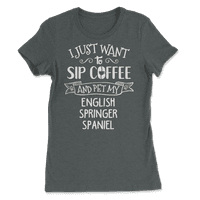 Забавен английски Springer Spaniel куче и кафе риза - отпийте