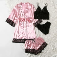 Jsaierl Pajamas for Women Set Ladies плюс размер коприна сатен четири части пижами за спално облекло