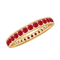Вечният пръстен с кръгла изрязана лаборатория създаде Рубин за жени , 14к жълто злато, САЩ 6.00