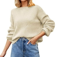 Durtebeua Crewneck Дълго ръкав страничен процеп на туника за гамаши за женски пуловер