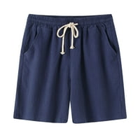 Qiaocaity Мъжки плажни къси панталони за мъже Лято тънка памучна памучна панталона от средна талия