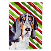 Съкровищата на Caroline LH9237-Flag-Parent Basset Hound Candy Cane Holiday Christmas Flag, Multicolor