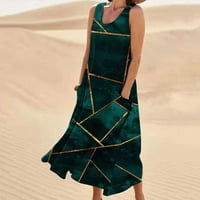 Ersazi Женски лятна модна ежедневна печатаща без ръкави рокли с джобни рокли за жени 6- Армейски зелени рокли за жени s