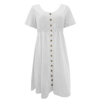 Аайомет женски рокли дамски ежедневна летна тениска стил с къси ръкави с пламък с джобове дамски рокли лято бяло, xxl
