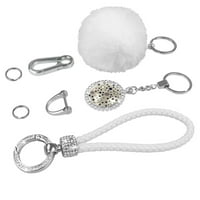 Сплетен комплект ключодържатели d форма ключ за кола pom pom carabiner clip dots crystal bling key for for women girls gift