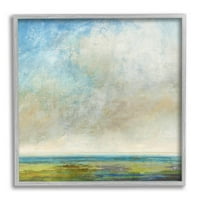 Абстрактен Пейзаж Облачна Вода Изглед Пейзаж Живопис Сива Рамка Изкуство Печат Стена Изкуство