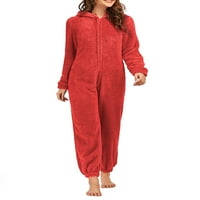 Век онези пижами за дамски дълъг ръкав топъл руно едно качулка с капачка за сън