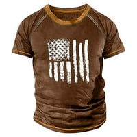 Мъжки тениски Ден на независимостта ретро случайни къс ръкав кръг врата американски печат върхове За Мъже