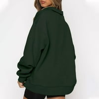 Дамски ризи клирънс Ревера извънгабаритен Плътен пуловер дълъг ръкав Дамски блузи за жени половин цип ежедневни ризи за жени зелен ххл