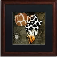 Търговска марка изобразително изкуство карта на животните на Африка платно изкуство по цвят Пекарна, Черен мат, дърво рамка