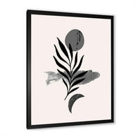 Дизайнарт 'абстрактно Черно тропическо листо' модерна рамка Арт Принт