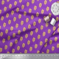 Soimoi Purple Poly Georgette Fabric Pomeranian Dog Print Fabric край двора