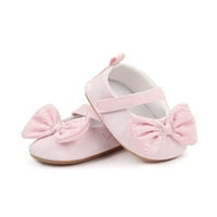 Лументо малки деца момиче апартаменти принцеса люлка обувки лък Мери Джейн лека рокля обувка ходене нехлъзгаща гума мека подметка Розово 6-месеца