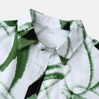 Хавайски ризи за мъже Разхлабени тропически растение отпечатан бутон надолу с къс ръкав с яка тиймен
