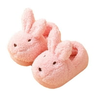 Детски обувки клирънс зима топъл домашен памучен чехли зайче шаблон на закрито бебе мека подметка плосък фиш върху обувки розово m