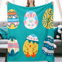 Дикасер Великденски яйца заешки одеяла с калъфка пролетни зайчета и цветя одеяла за домашен диван, легло и диван