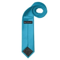 Комплект: Якоб Александър Мъжки Плътен цвят Екстра дълга вратовръзка врата и джобна квадратна кърпичка Ханки-тюркоазено синьо