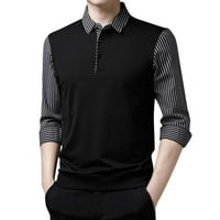 Поло риза за мъже Менски моден ежедневен ревера с две ивици ръкави риза отгоре