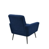 Миниям столове за акцент, кресло от средата на века с метални крака за малки пространства хол спалня, Тъмно синьо