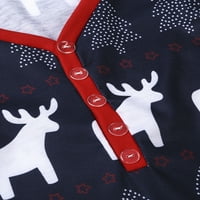 Nituyy Коледни семейни пижами елени шаблони с дълъг ръкав върхове еластични панталони