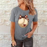 Жени Бейзбол Сърце Тениска Сладък Графичен Дрехи С Къс Ръкав Дамски Ежедневни Дрехи