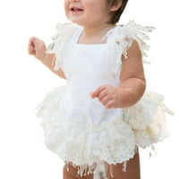 Бебе момиче дантела с ръба боди лятен памук без ръкави Туту пола ромперия торта Smash тоалети