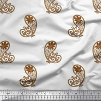 Soimoi Gold Modal Satin Fabric Floral & Paisley отпечатъци от плат по двор