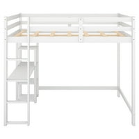 Nestfair White с пълен размер таванско легло с вградено бюро и рафтове