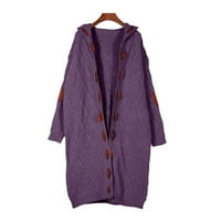Ikevan жени с дълъг ръкав небрежен дълъг жилетка пуловер връхни дрехи Purple 8