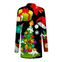 Tking Fashion Women's Fashion Casual Christmas Christmas Man Print Cardigan яке - XXXL