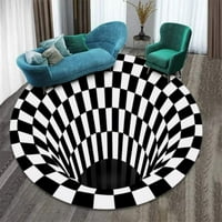 3г кръг килим бездънна дупка оптична илюзия площ килим, кариран Ворте килим врата мат，за спалня, хол етаж Мат