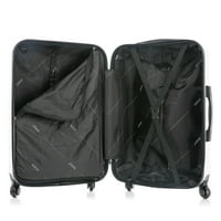 Adly 24 Лек багаж с твърд тегло с въртящи се джанти, дръжка и количка, бяло